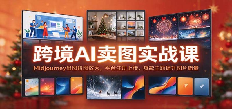 跨境AI卖图实战课:Midjourney出图修图放大,平台注册上传,爆款主题提升图片销量-紫橙项目网
