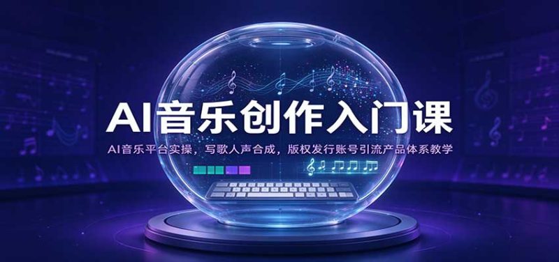 AI音乐创作入门课:AI音乐平台实操,写歌人声合成,版权发行账号引流产品体系教学-紫橙项目网