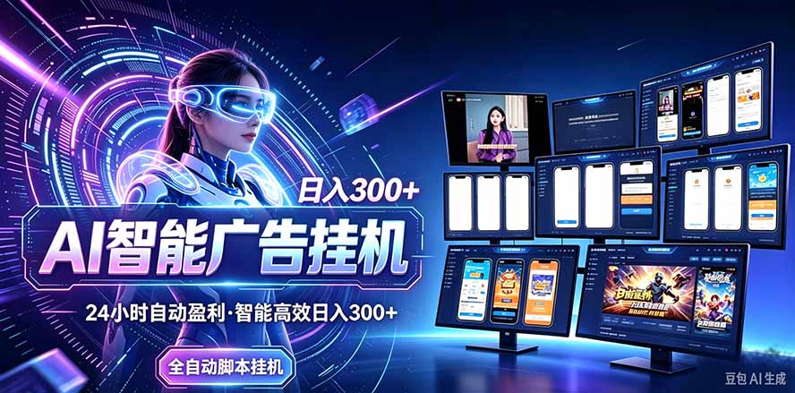 24小时AI广告挂机｜在家就能做的被动副业