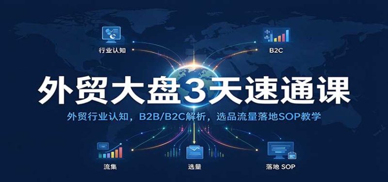外贸大盘3天速通课:外贸行业认知,B2B/B2C解析,选品流量落地SOP教学-紫橙项目网