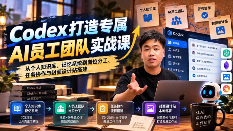 【无水印】Codex打造专属AI员工团队实战课:从个人知识库、记忆系统到岗位分工、任务协作与封面设计站搭建-紫橙项目网