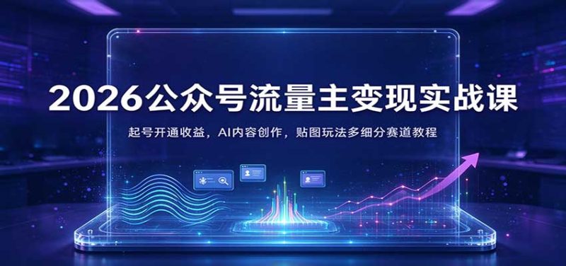 2026公众号流量主变现实战课:起号开通收益,AI内容创作,贴图玩法多细分赛道教程 - 福缘网