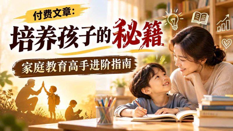 付费文章:培养孩子的秘籍,家庭教育高手进阶指南-紫橙项目网