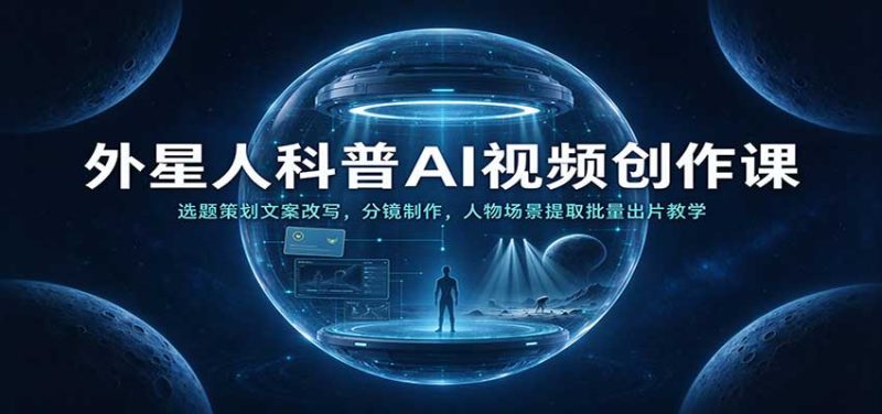 外星人科普AI视频创作课:选题策划文案改写,分镜制作,人物场景提取批量出片教学-紫橙项目网