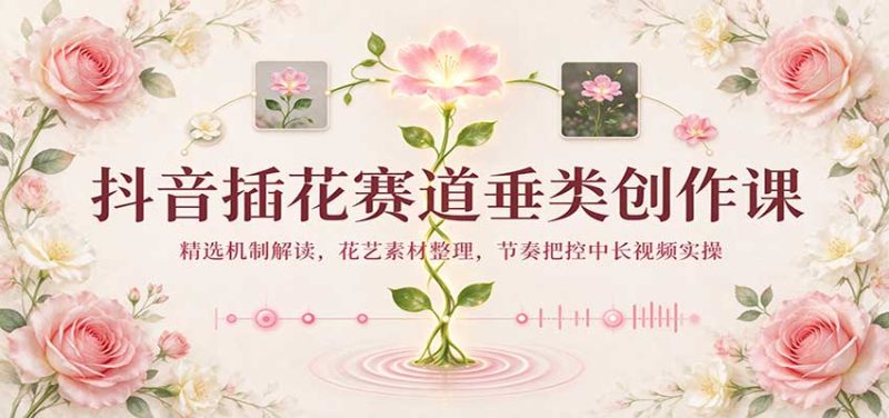 抖音插花赛道垂类创作课:精选机制解读,花艺素材整理,节奏把控中长视频实操-紫橙项目网
