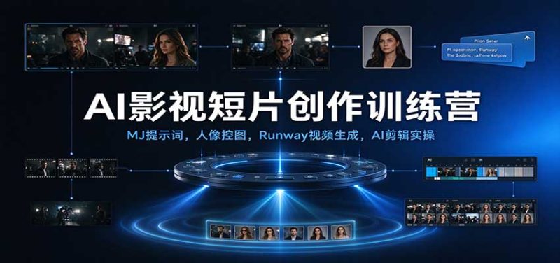 AI影视短片创作训练营:MJ提示词,人像控图,Runway视频生成,AI剪辑实操-紫橙项目网