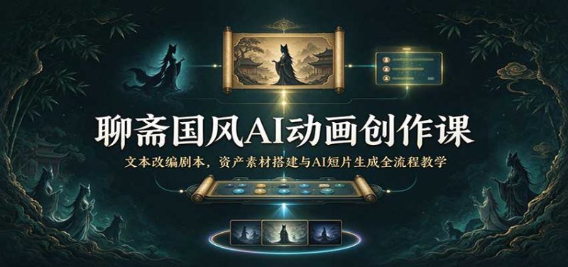 聊斋国风AI动画创作课:文本改编剧本,资产素材搭建与AI短片生成全流程教学-紫橙项目网