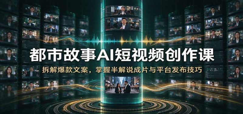 都市故事AI短视频创作课:拆解爆款文案,掌握半解说成片与平台发布技巧-紫橙项目网