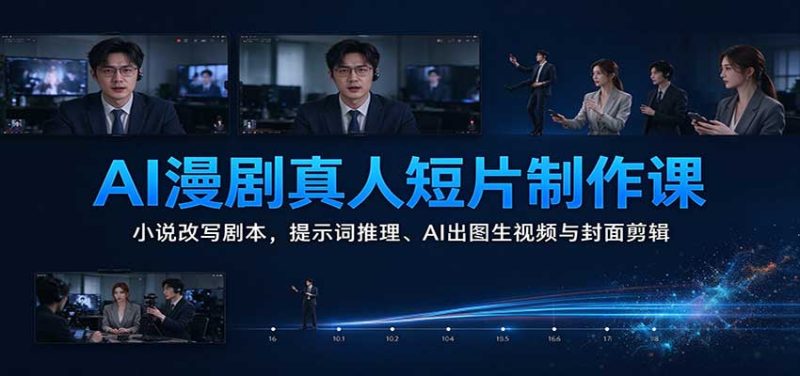 AI漫剧真人短片制作课:小说改写剧本,提示词推理、AI出图生视频与封面剪辑-紫橙项目网