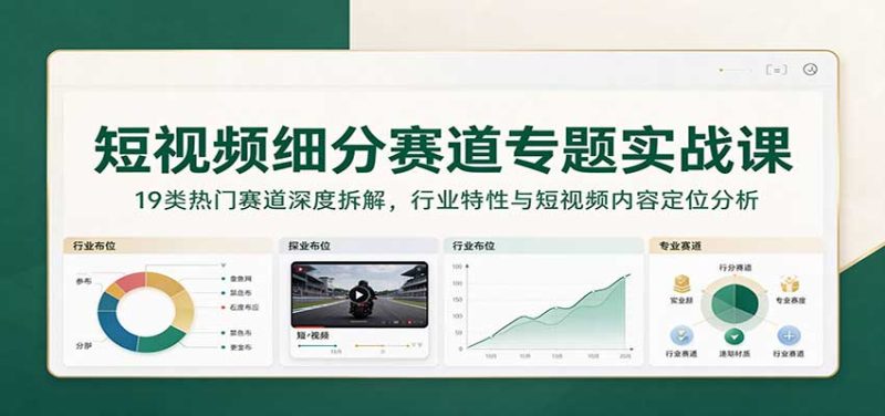 短视频细分赛道专题实战课:19类热门赛道深度拆解,行业特性与短视频内容定位分析-紫橙项目网
