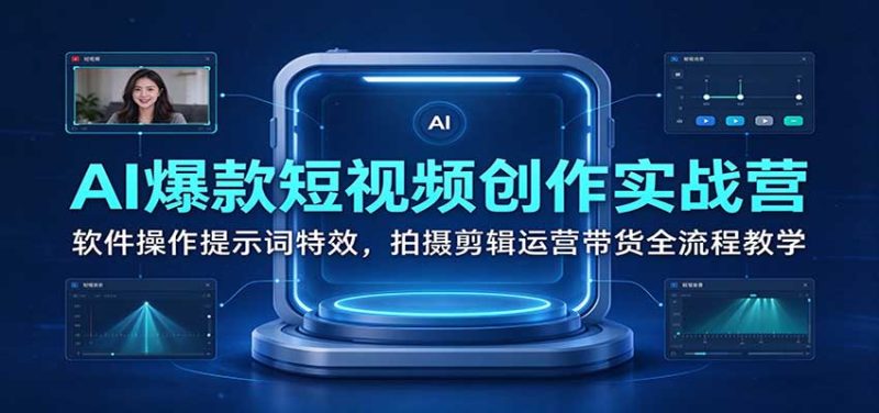 AI爆款短视频创作实战营:软件操作提示词特效,拍摄剪辑运营带货全流程教学-紫橙项目网