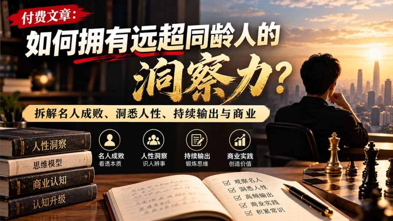 付费文章：如何拥有远超同龄人的洞察力？拆解名人成败、洞悉人性、持续输出与商业实践 - 中创网