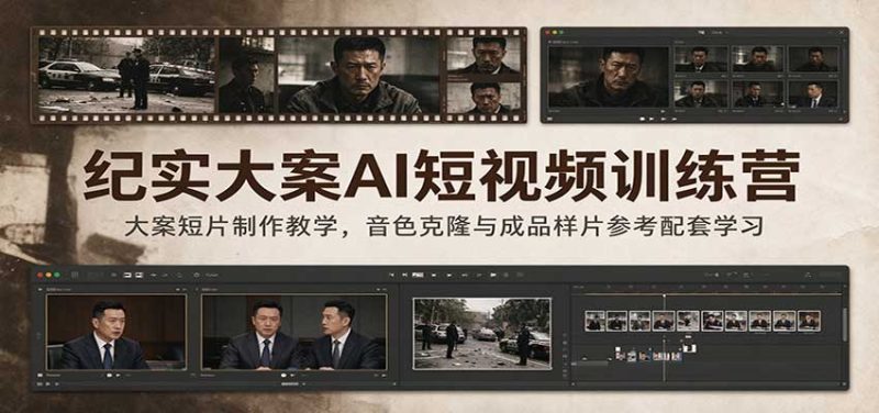 纪实大案AI短视频训练营:大案短片制作教学,音色克隆与成品样片参考配套学习-紫橙项目网