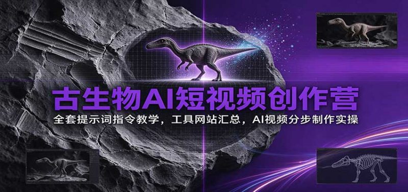 古生物AI短视频创作营:全套提示词指令教学,工具网站汇总,AI视频分步制作实操-紫橙项目网