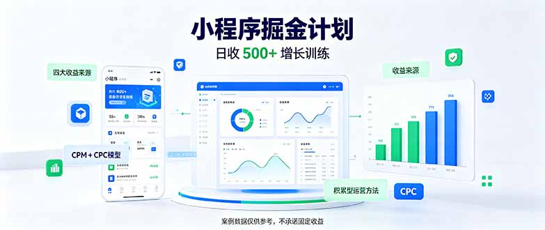 一部手机日入500+,微信小程序掘金计划,四种收入来源,长期稳定可靠-紫橙项目网