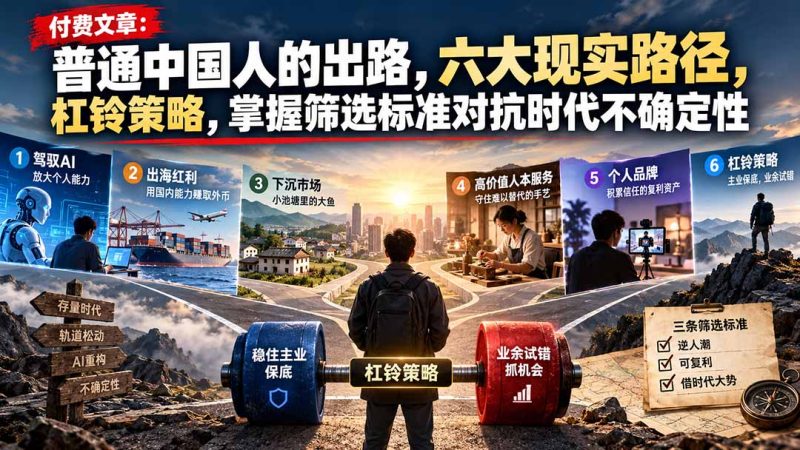 付费文章:普通中国人的出路,六大现实路径,杠铃策略,掌握筛选标准对抗时代不确定性-紫橙项目网