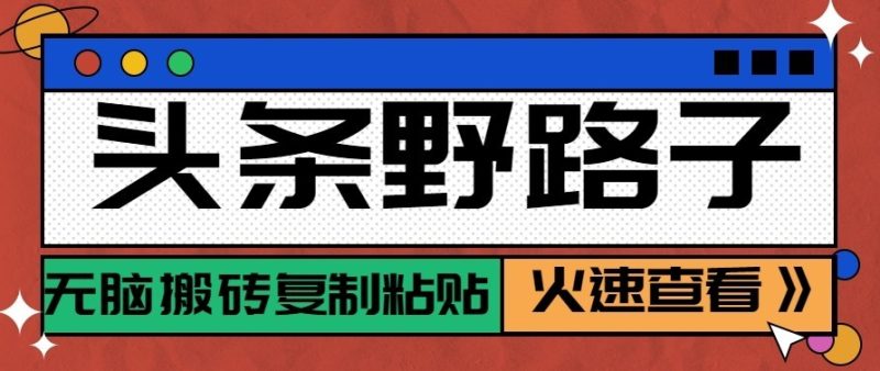 头条号野路子玩法,零成本起号无脑搬砖复制粘贴,普通人稳稳月入过万-紫橙项目网