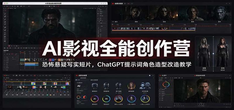 AI影视全能创作营:恐怖悬疑写实短片,ChatGPT提示词角色造型改造教学-紫橙项目网