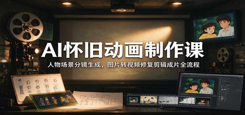 AI怀旧动画制作课:人物场景分镜生成,图片转视频修复剪辑成片全流程-紫橙项目网