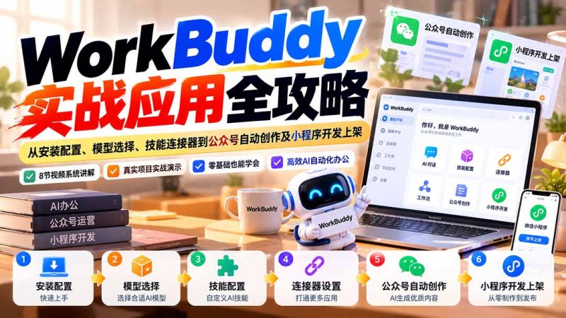 WorkBuddy 实战应用全攻略:从安装配置、模型选择、技能连接器到公众号自动创作及小程序开发上架-紫橙项目网