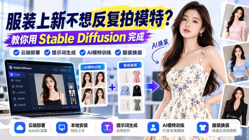 服装上新不想反复拍模特?教你用Stable Diffusion完成云端部署、提示词生成、AI模特训练与换装-紫橙项目网