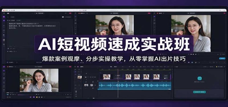 AI短视频速成实战班:爆款案例观摩、分步实操教学,从零掌握AI出片技巧-紫橙项目网
