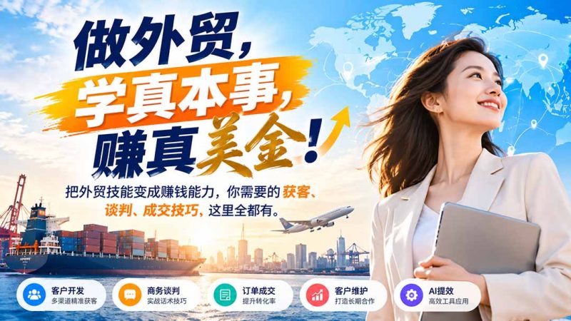 做外贸,学真本事,赚真美金!把外贸技能变成赚钱能力,你需要的获客、谈判、成交技巧,这里全都有-紫橙项目网