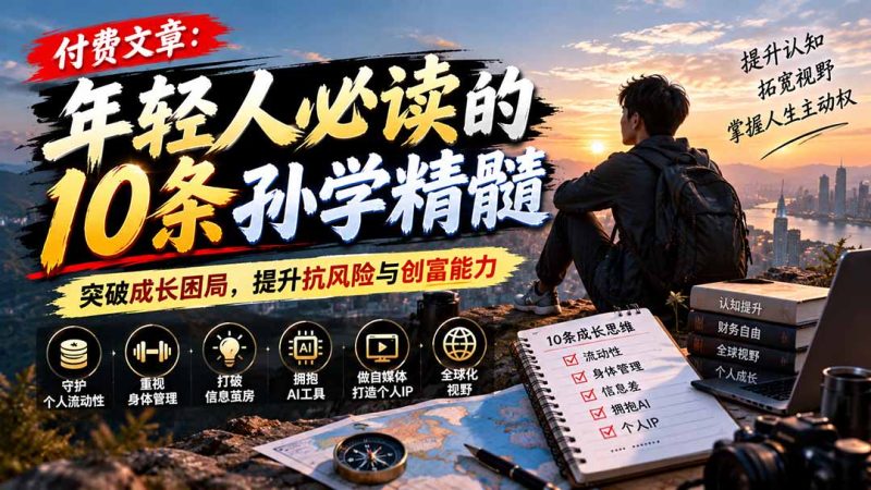 付费文章:年轻人必读的10条孙学精髓,突破成长困局,提升抗风险与创富能力-紫橙项目网