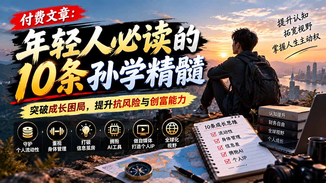 付费文章：年轻人必读的10条孙学精髓，突破成长困局，提升抗风险与创富能力
