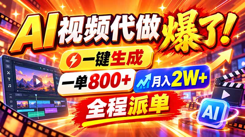 2026年底新赛道,AI视频代做一单800+,小白可做,告别打工-紫橙项目网