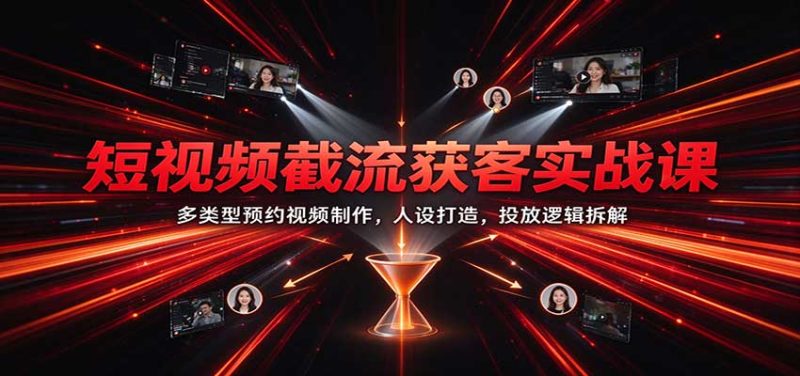 短视频截流获客实战课：多类型预约视频制作，人设打造，投放逻辑拆解-紫橙项目网