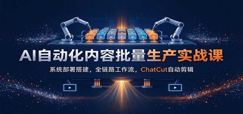 AI自动化内容批量生产实战课：系统部署搭建，全链路工作流，ChatCut自动剪辑-紫橙项目网